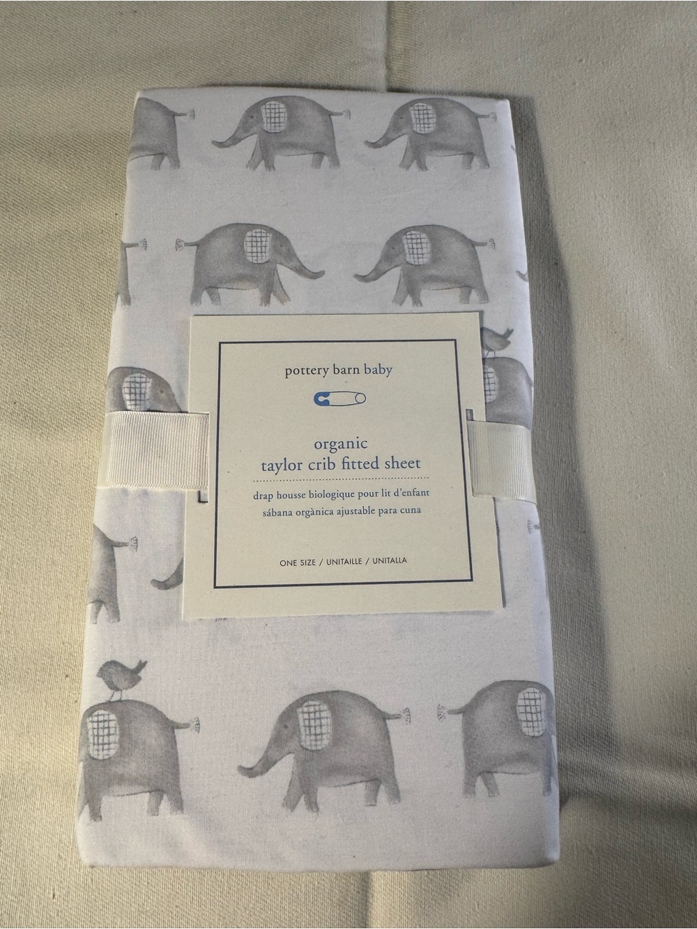 aden + anais Gray Elephant Organic Crib Sheet